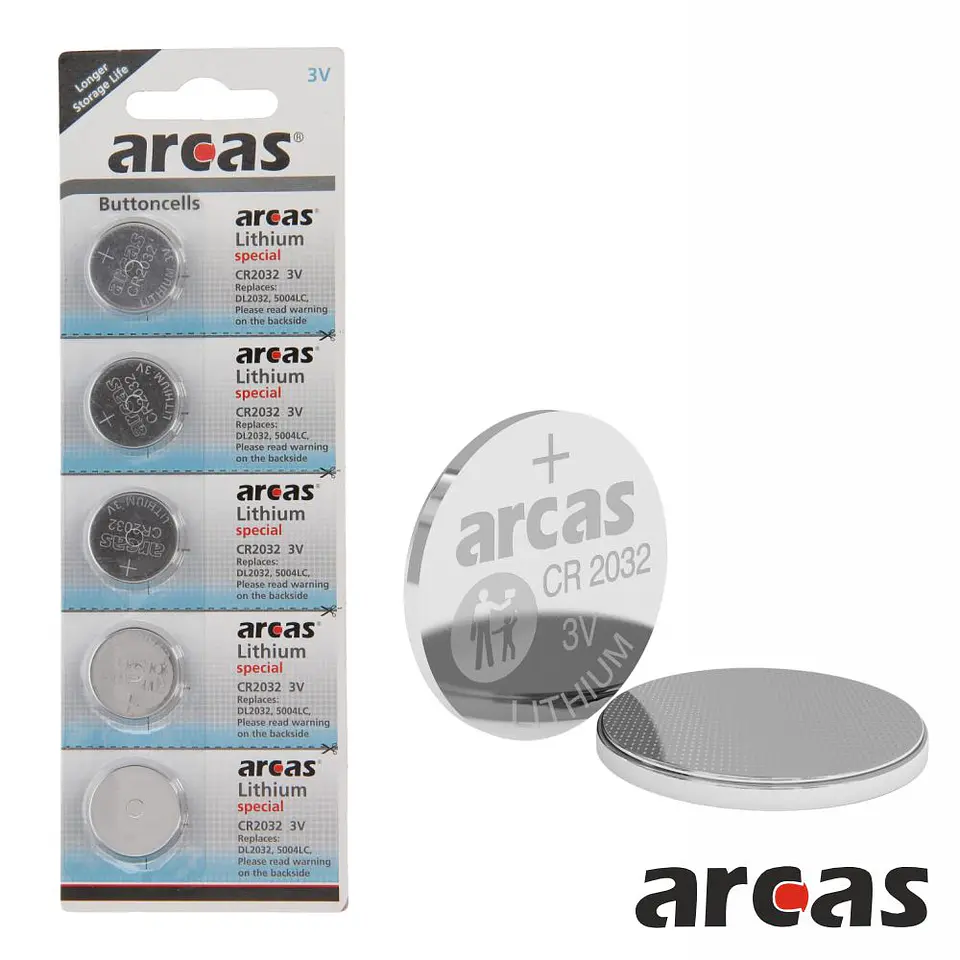 Pilha Lítio Botão Cr2032 3v 210ma 5x Blister ARCAS 1