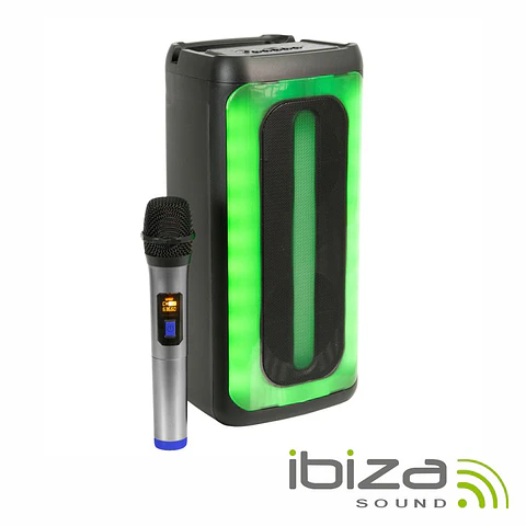 Coluna Amplificada 2x4" 200W USB/BT/SD RGB TWS IBIZA