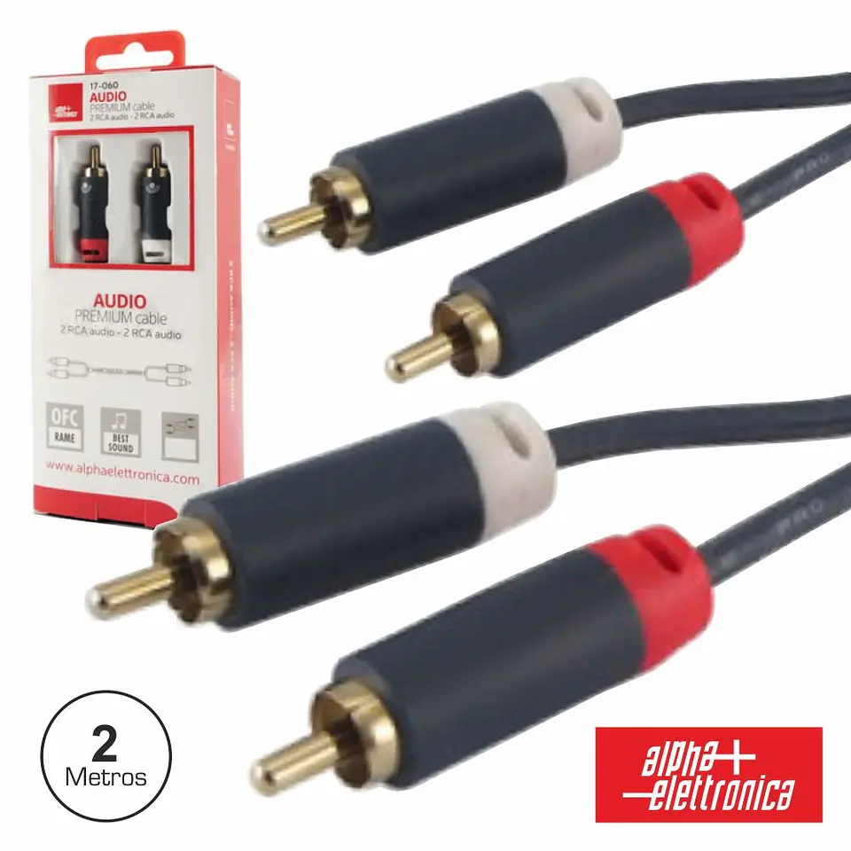 CABO 2-RCA MACHO / 2-RCA MACHO PREMIUM 2M BLISTER 1