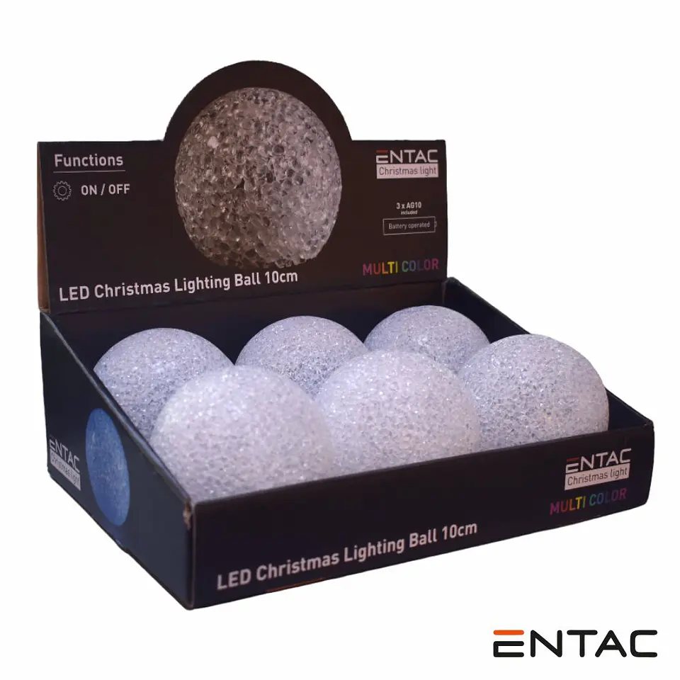 Expositor C/ 6 Bolas Decorativas LED Multicor a pilhas ENTAC 1