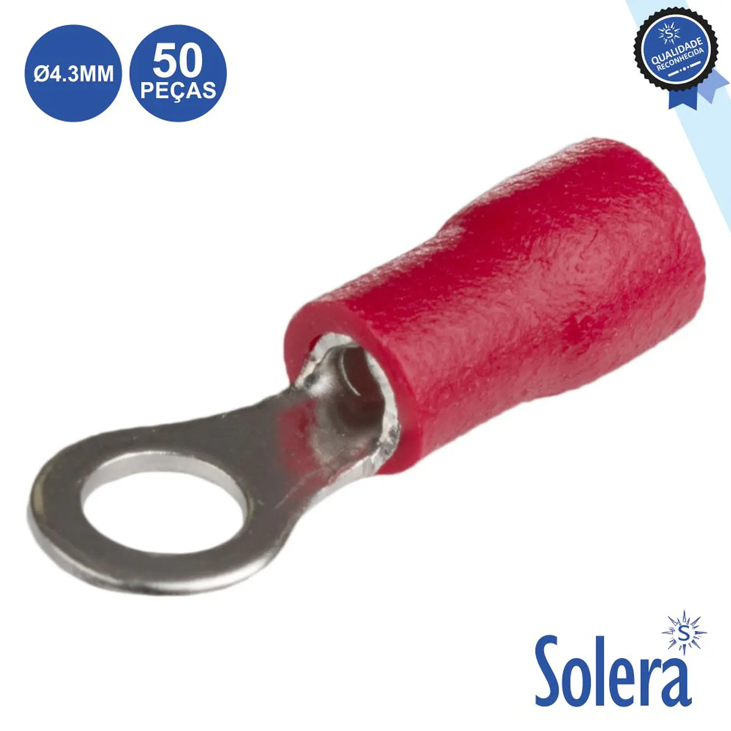 TERMINAL REDONDO ISOLADO 4.3MM 50X VERMELHO SOLERA 1