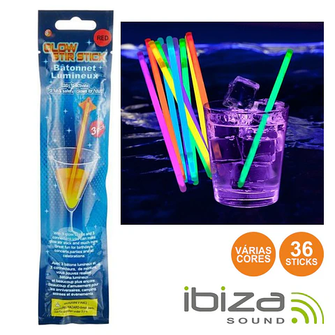 CONJUNTO 36 BARRAS LUMINESCENTES MULTICOR 200MM IBIZA