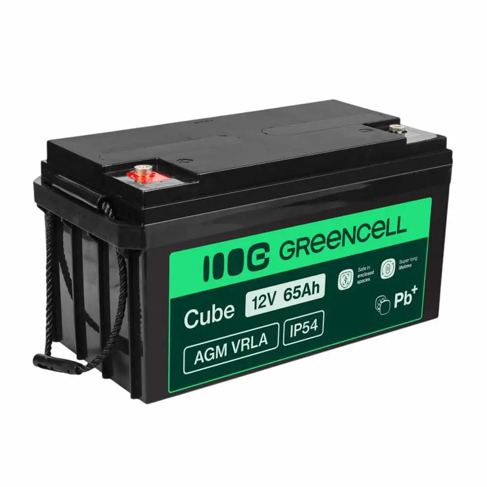 Bateria Chumbo Gel AGM 12V 65A GREEN CELL 1