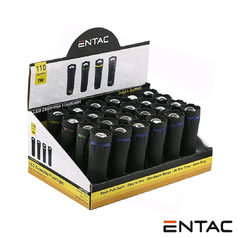EXPOSITOR 24 LANTERNAS LED C/ 1W ZOOM 110LM IP44 ENTAC