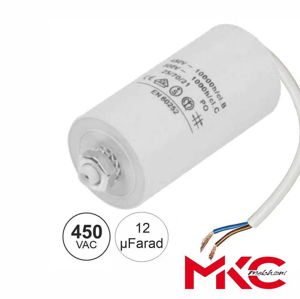 Condensador Arranque 12uF 450V C/ Fios 1