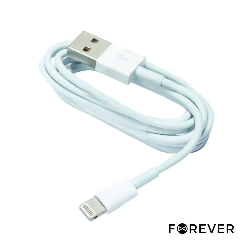 Cabo USB-A 2.0 Macho / Lightning 1m 2A Branco FOREVER 1