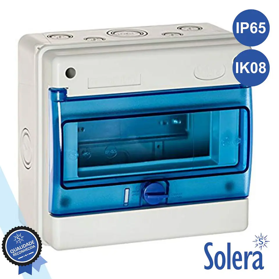 CAIXA DISTRIBUIÇÃO ELÉTRICA 8 ELEMENTOS IP65 IK08 SOLERA 1