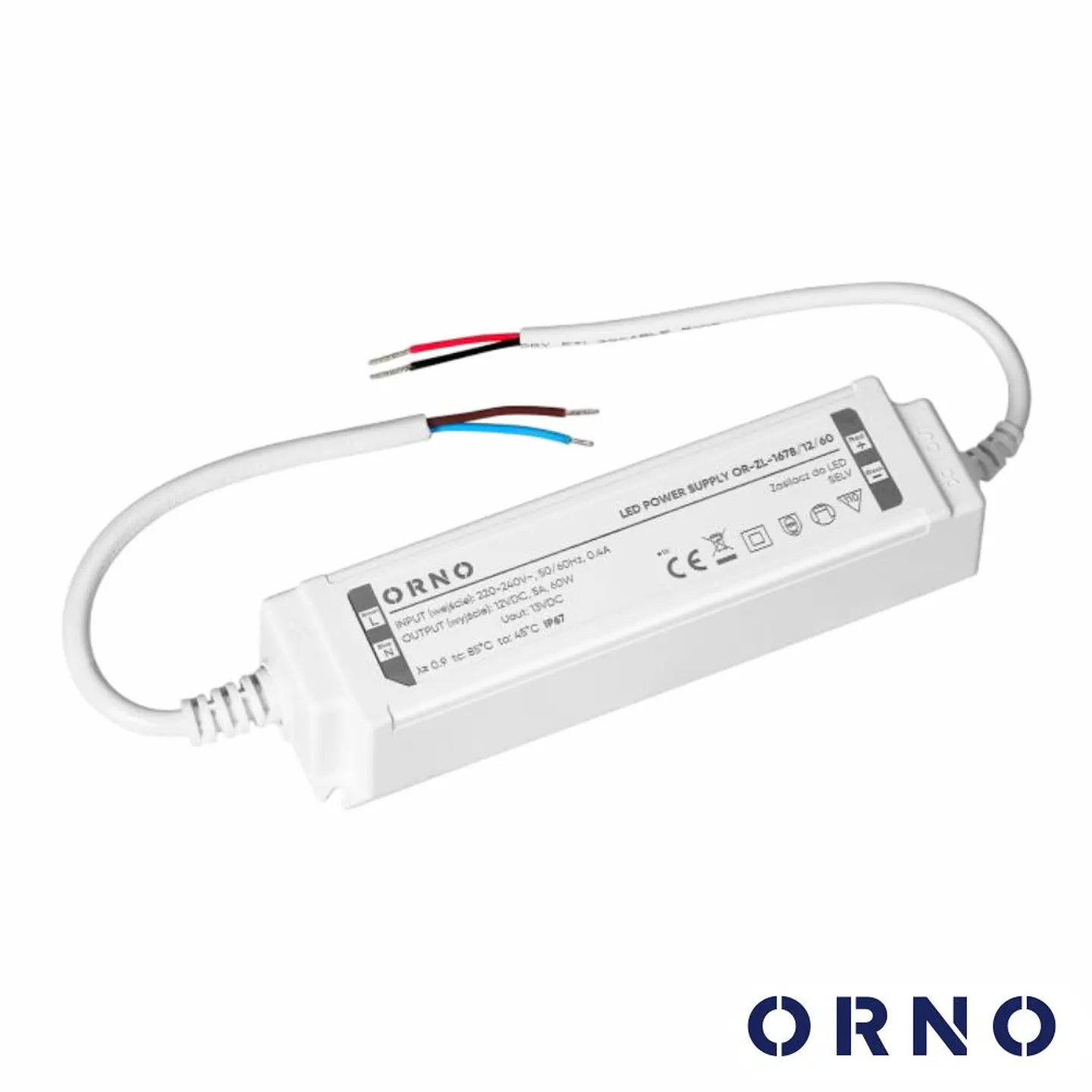 Fonte de Alimentação P/ Fitas LED 12V 60W 5A IP67 ORNO 1
