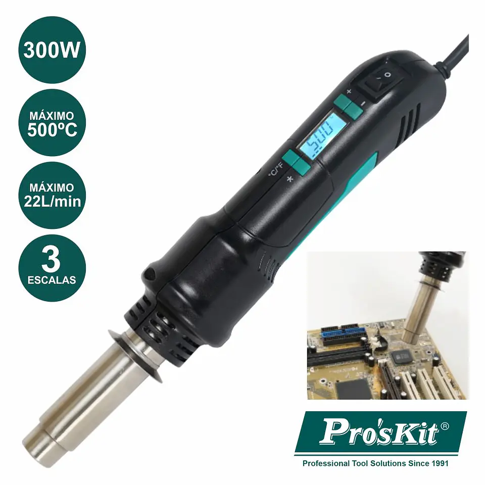PISTOLA DE AR QUENTE C/ LCD 220V-240V PROSKIT 1