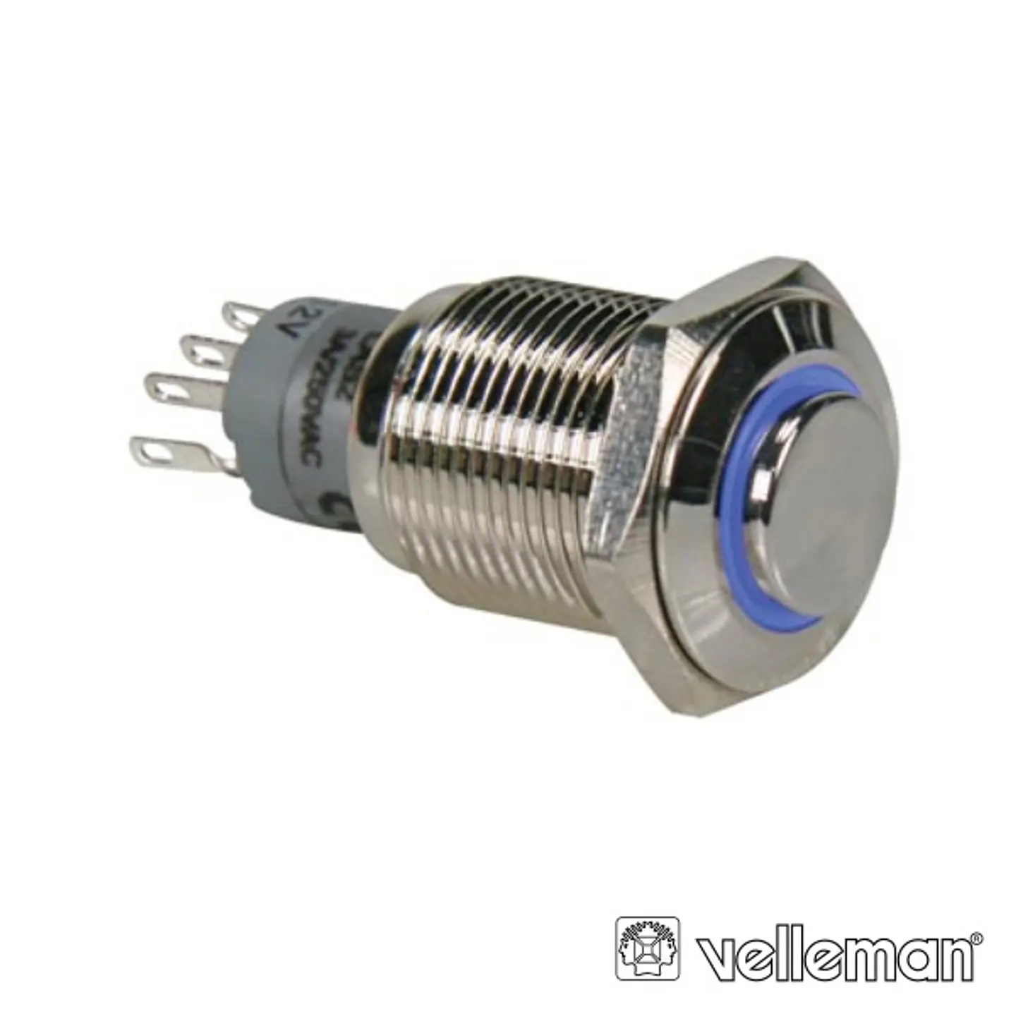 INTERRUPTOR REDONDO ALTO DE METAL SPDT 1NA 1NC ANEL AZUL 1