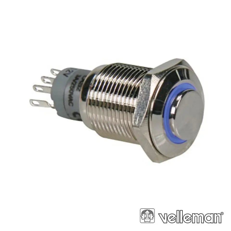 INTERRUPTOR REDONDO ALTO DE METAL SPDT 1NA 1NC ANEL AZUL 1