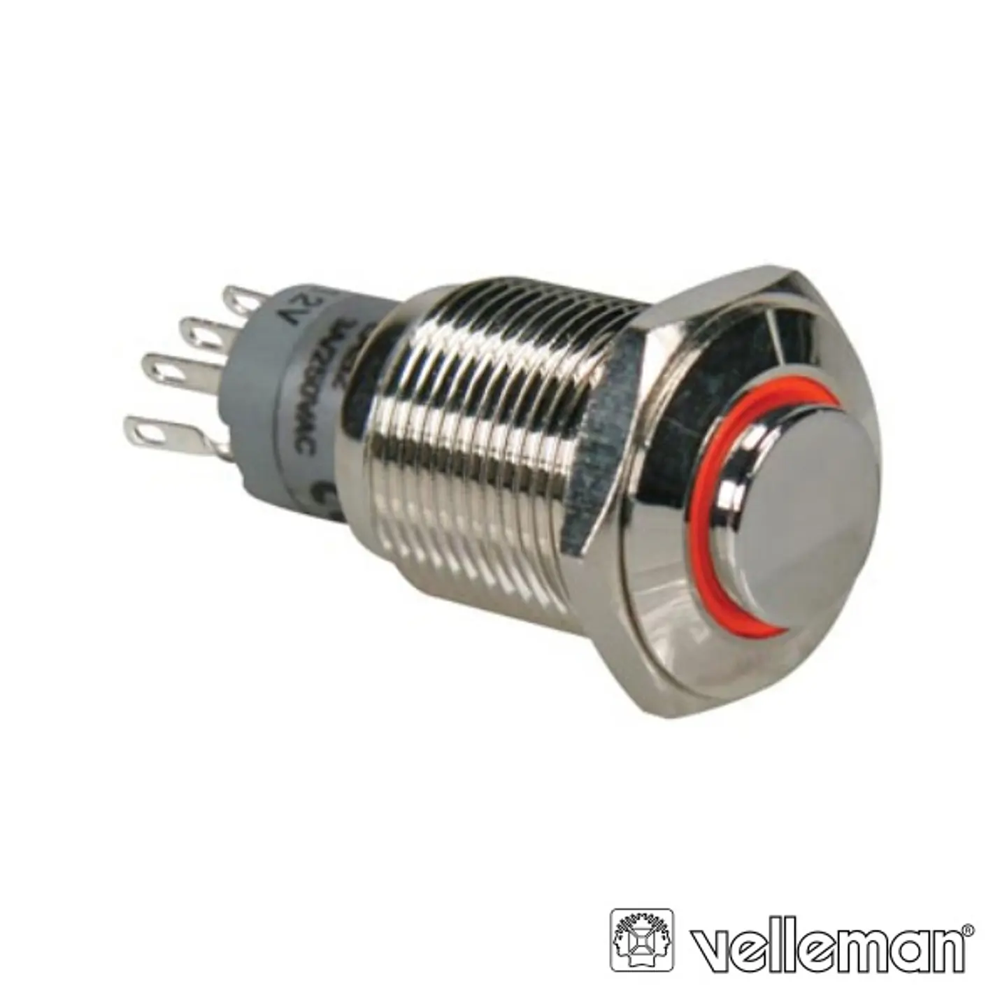 INTERRUPTOR REDONDO ALTO DE METAL SPDT 1NA 1NC ANEL VERMELHO 1