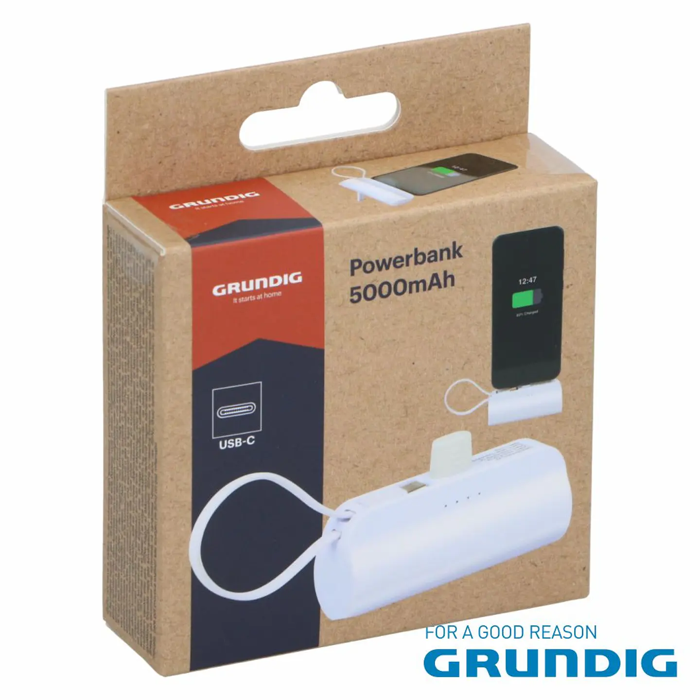 Powerbank 5000mAh USB-C Branco GRUNDIG 1