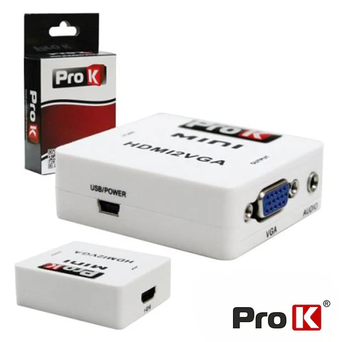 CONVERSOR HDMI -> VGA C/ ÁUDIO AMPLIFICADO PROK