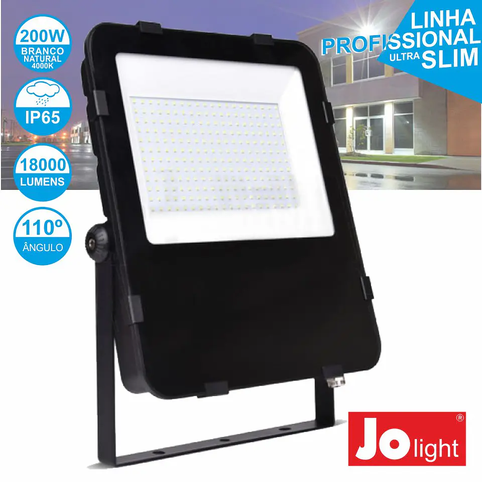 FOCO LED 200W 230V BRANCO NATURAL 18000LM PRETO JOLIGHT 1
