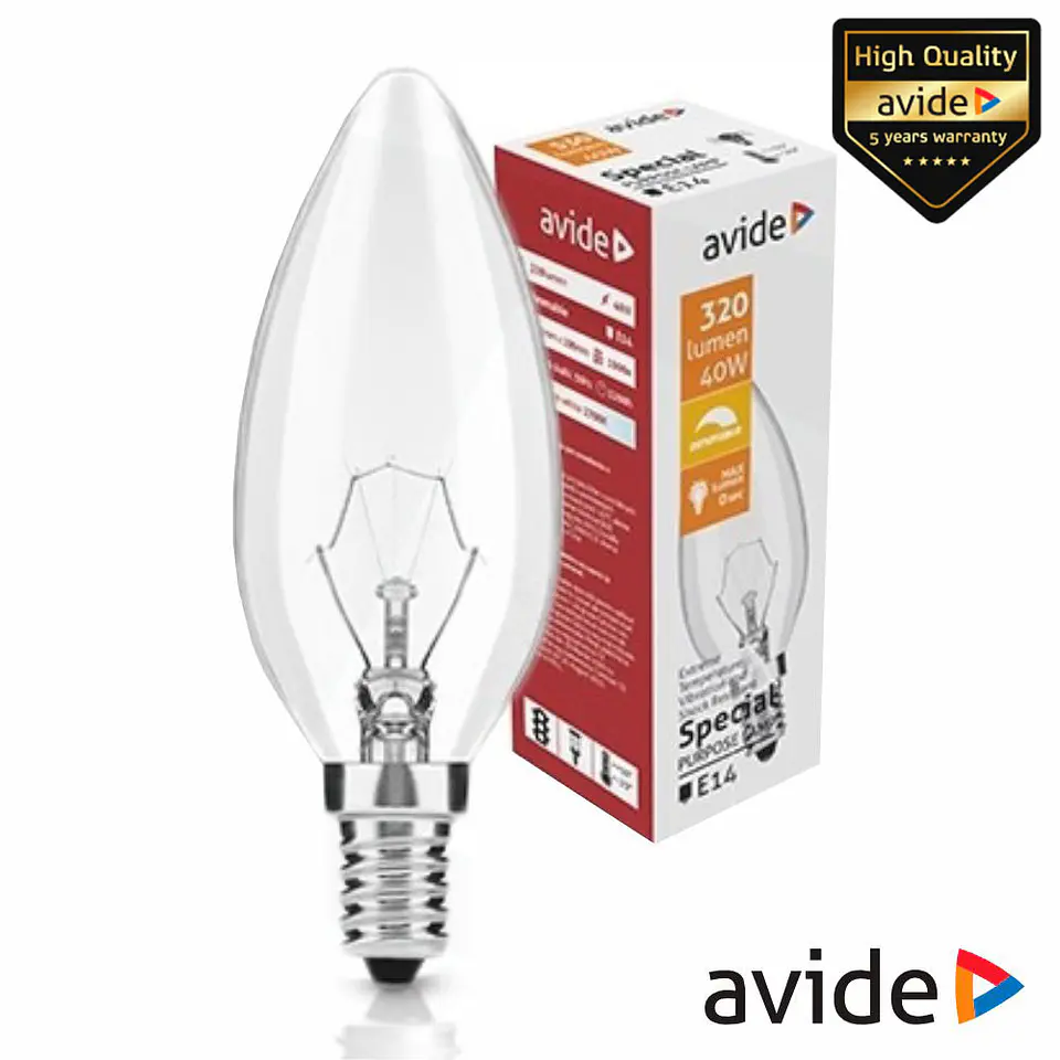 Lâmpada E14 40W Vela 2700K 320lm AVIDE 1