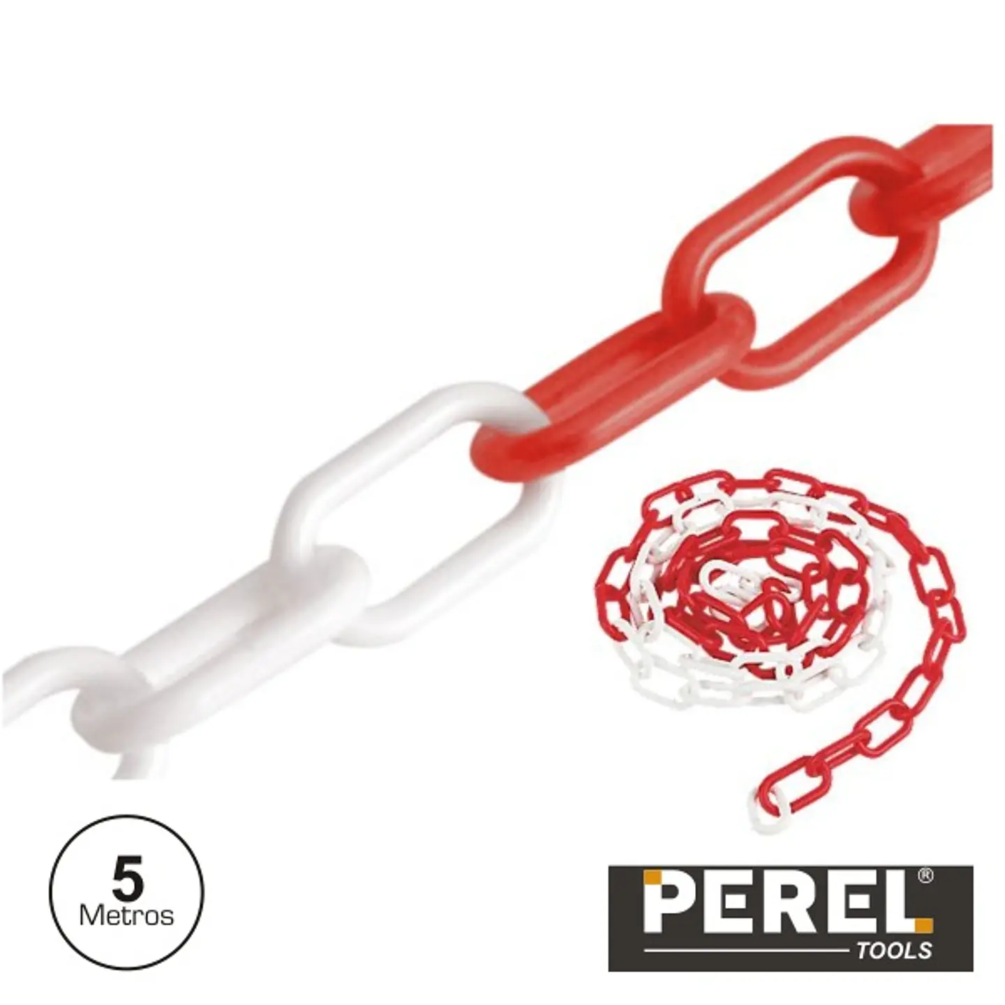 CORRENTE PLÁSTICA Ø6MM VERMELHA E BRANCA 5M PEREL 1