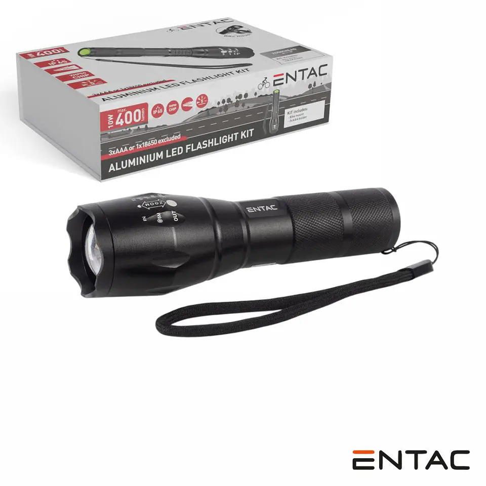 Lanterna 10W 400lm Zoom C/ Suporte P/ Bicicleta ENTAC 1