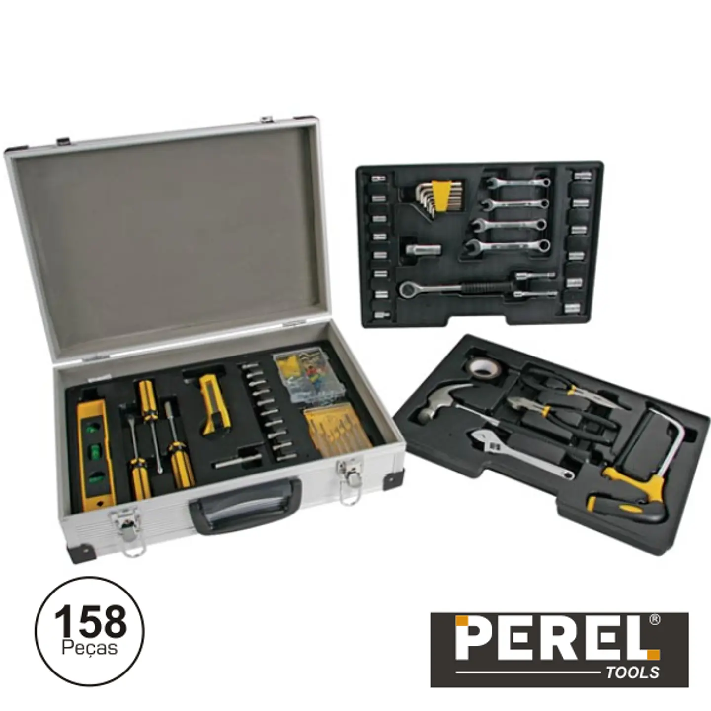MALA FERRAMENTAS PROFISSIONAL 158 PEÇAS PEREL 1