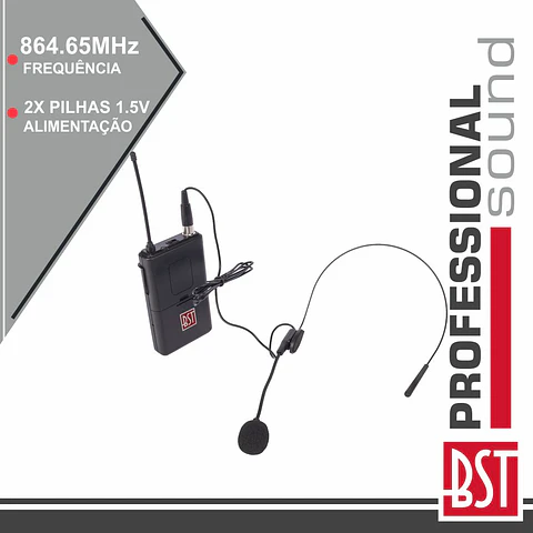 MICROFONE HEADSET UHF S/ FIOS 864.65MHZ BST
