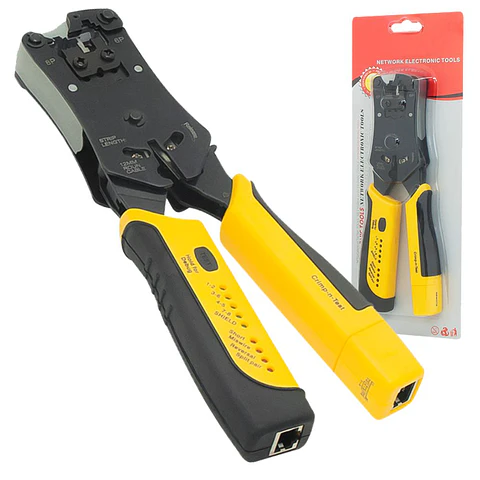ALICATE DE CRAVAR FICHAS 8P/6P C/ TESTADOR DE CABOS