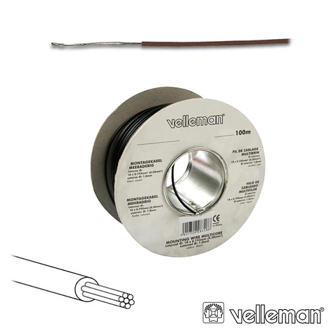 CABO MULTIFILAR CASTANHO 0.20MM ROLO 100M VELLEMAN