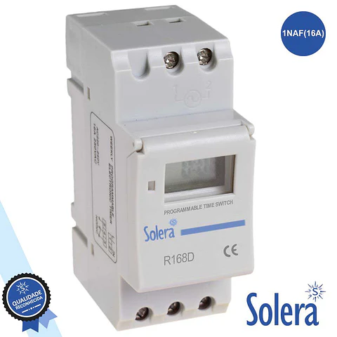 TEMPORIZADOR SEMANAL DIGITAL 16A 230V P/ CALHA DIN SOLERA