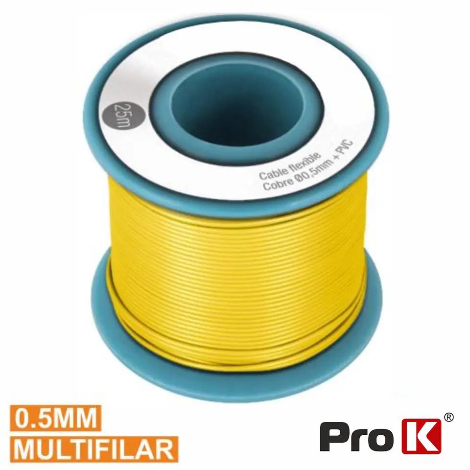 CABO MULTIFILAR AMARELO 0.5MM ROLO 25M PROK 1