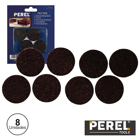 AUTOCOLANTES FELTRO REDONDOS 38MM 8X PEREL