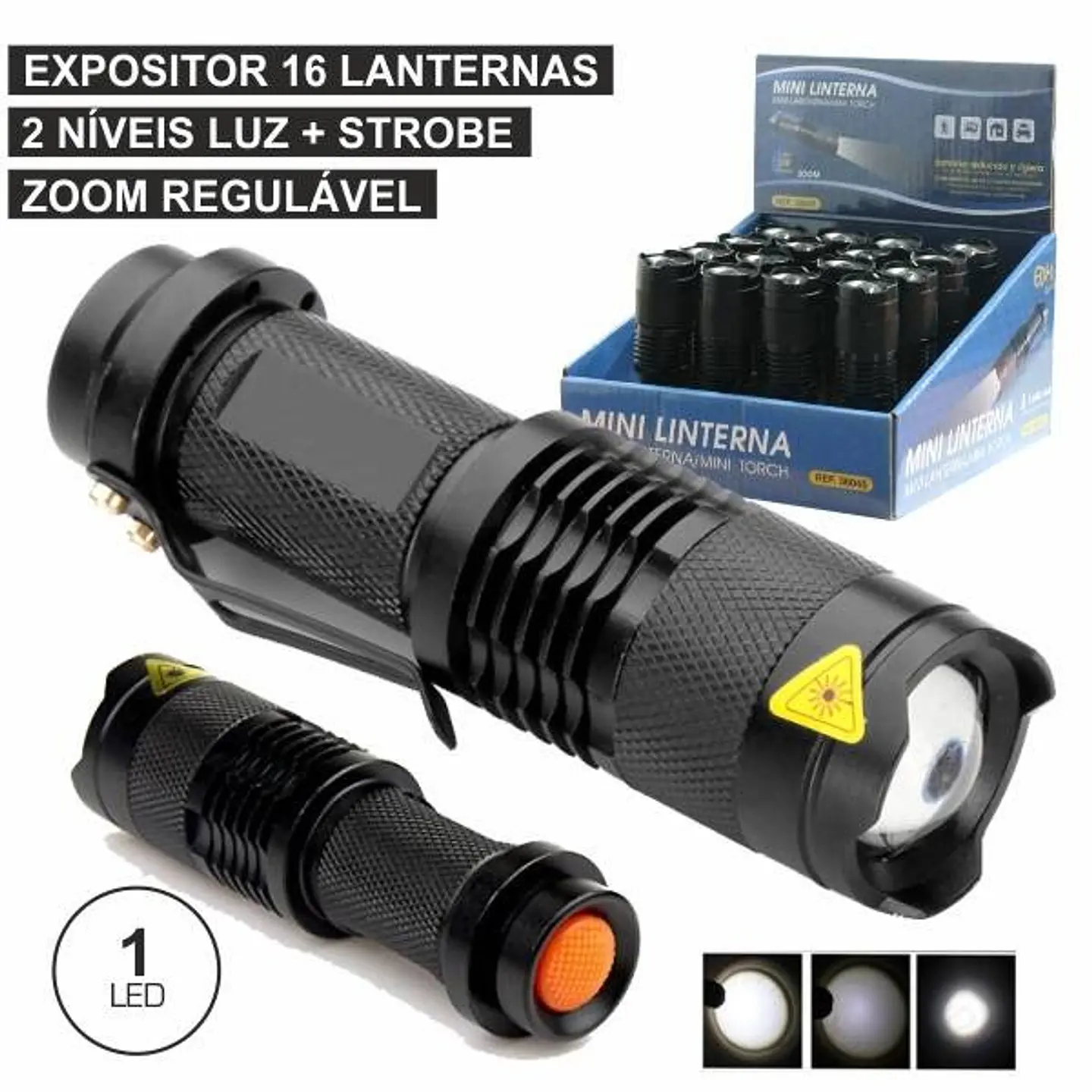 EXPOSITOR 16 LANTERNAS 1 SUPER LED 3W ZOOM REGULÁVEL 1