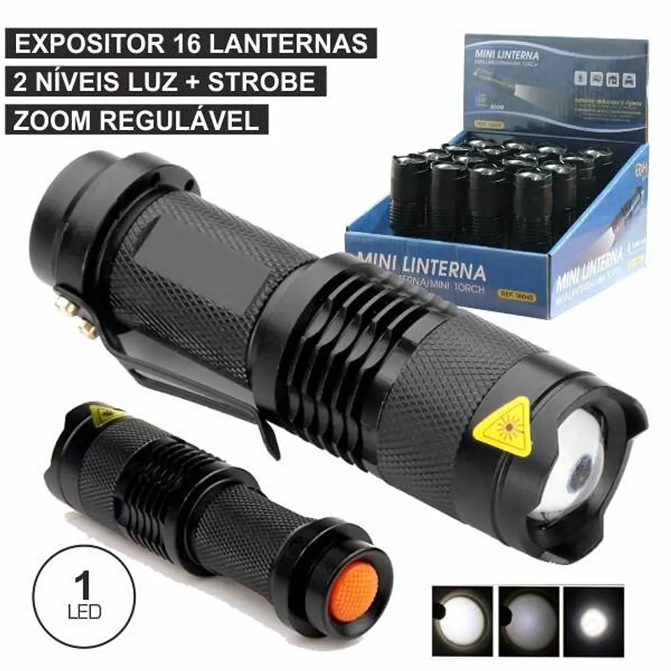 EXPOSITOR 16 LANTERNAS 1 SUPER LED 3W ZOOM REGULÁVEL 1