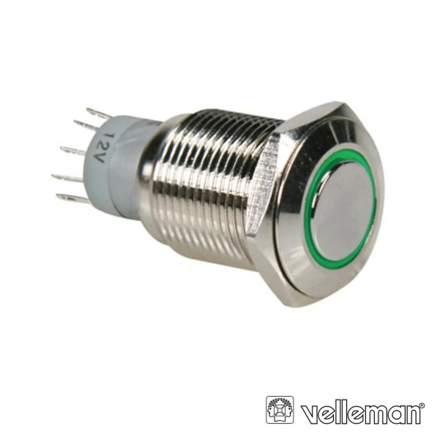 INTERRUPTOR REDONDO DE METAL SPDT 1NA 1NC ANEL VERDE 1