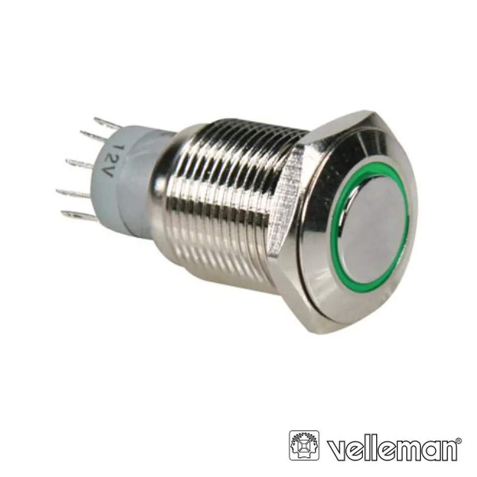 INTERRUPTOR REDONDO DE METAL SPDT 1NA 1NC ANEL VERDE 1
