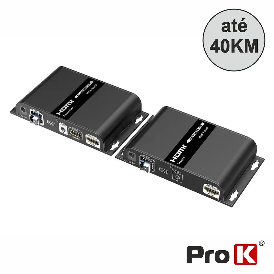 Extensor de Sinal HDMI 1080p 60Hz Via Fibra Ótica 40Km PROK 1