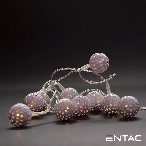 Grinalda 10 LEDS 3000K Esferas Metal 2xAA 1mt