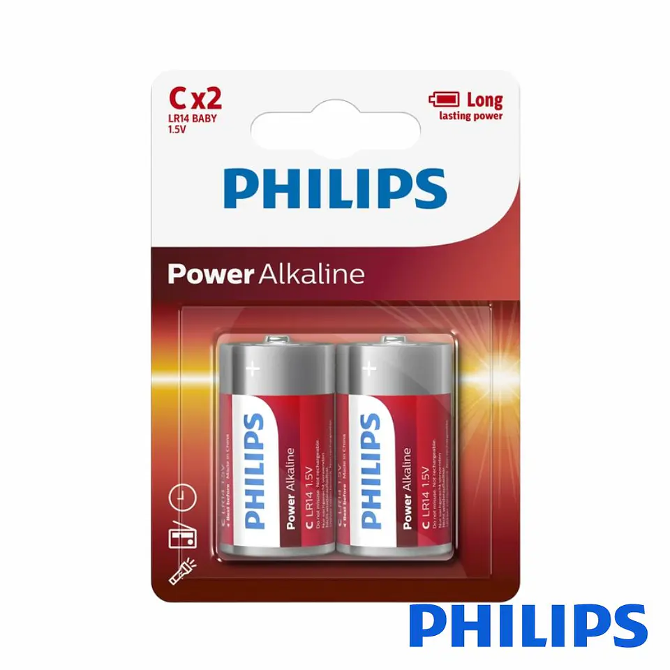 Pilha Alcalina LR14/C 1,5V 2x Power Life PHILIPS 1