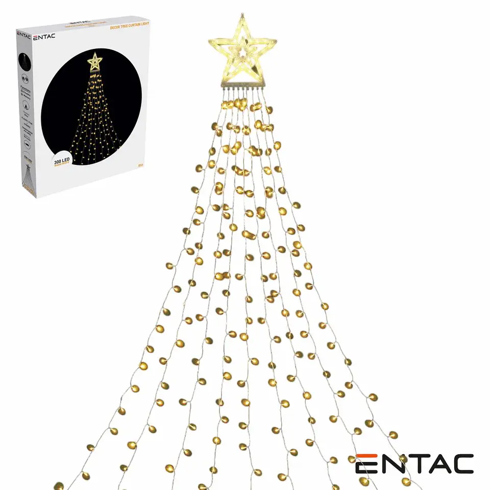 Luzes de Natal 300 LED Cortina Árvore Natal 10x2.9m ENTAC 1