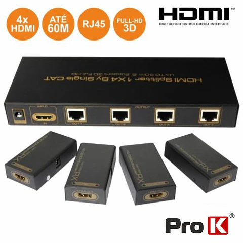 RECEPTOR E TRANSMISSOR HDMI VIA RJ45 CAT5/6 PROK
