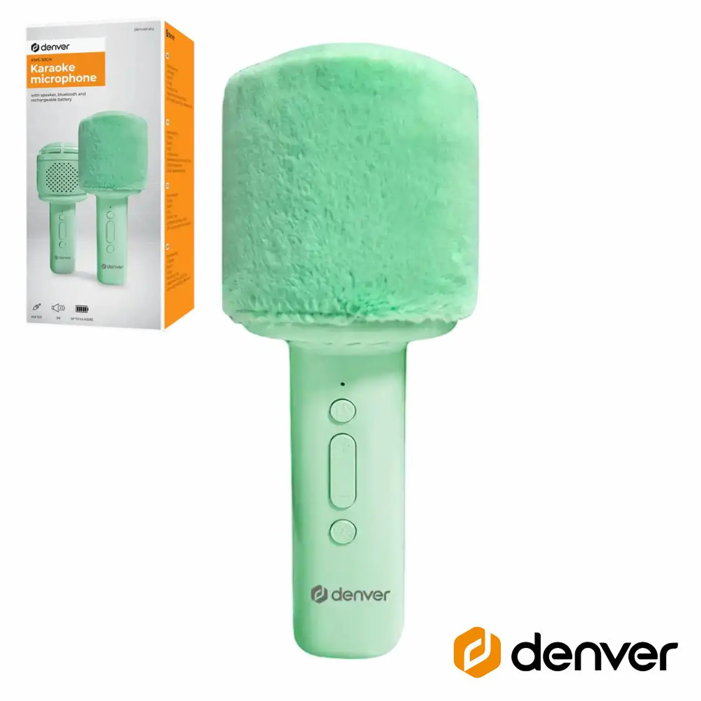 Microfone S/ Fios C/ Coluna Bluetooth Verde DENVER 1