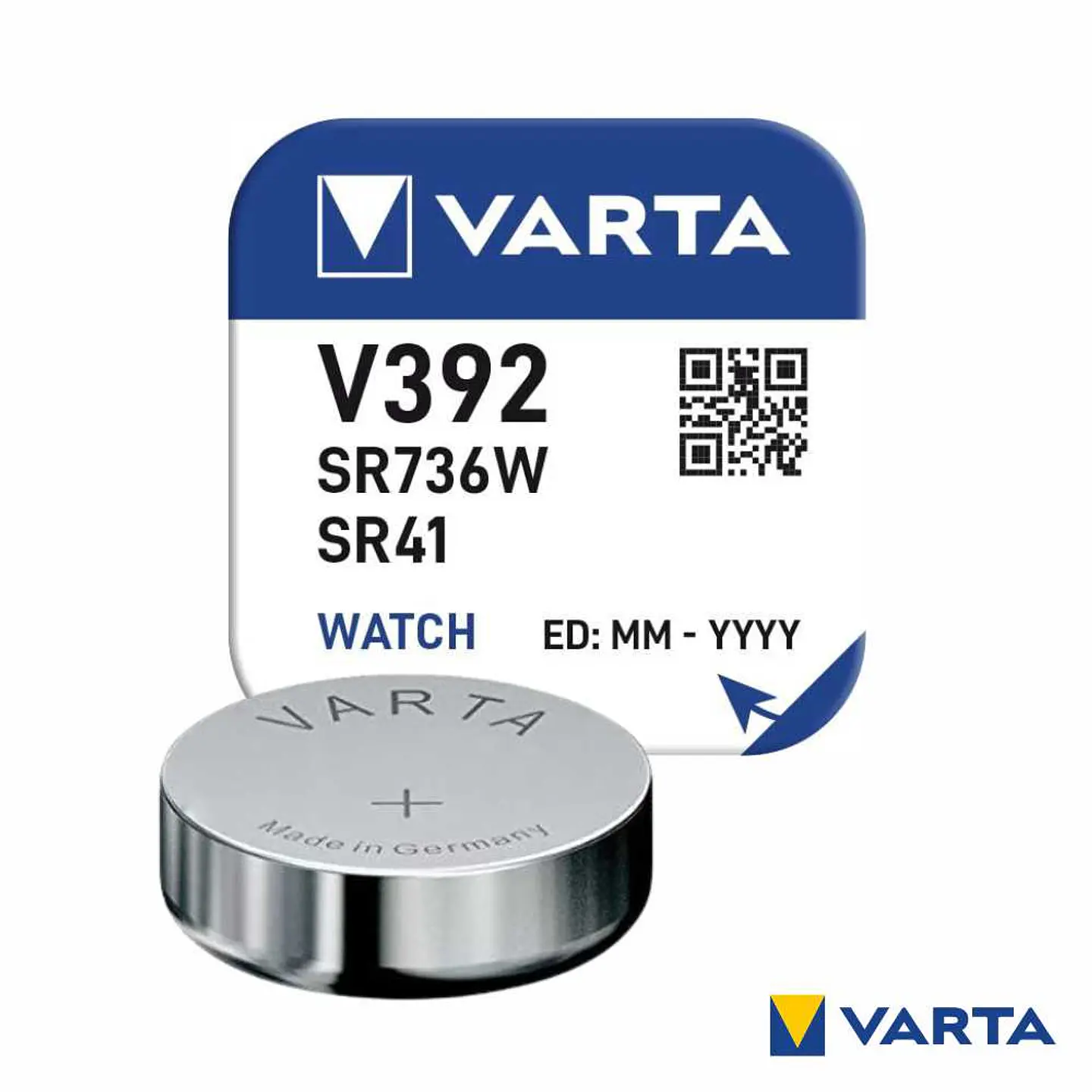 Pilha Óxido Prata Botão V392/SR736W/SR41 1.55V VARTA 1