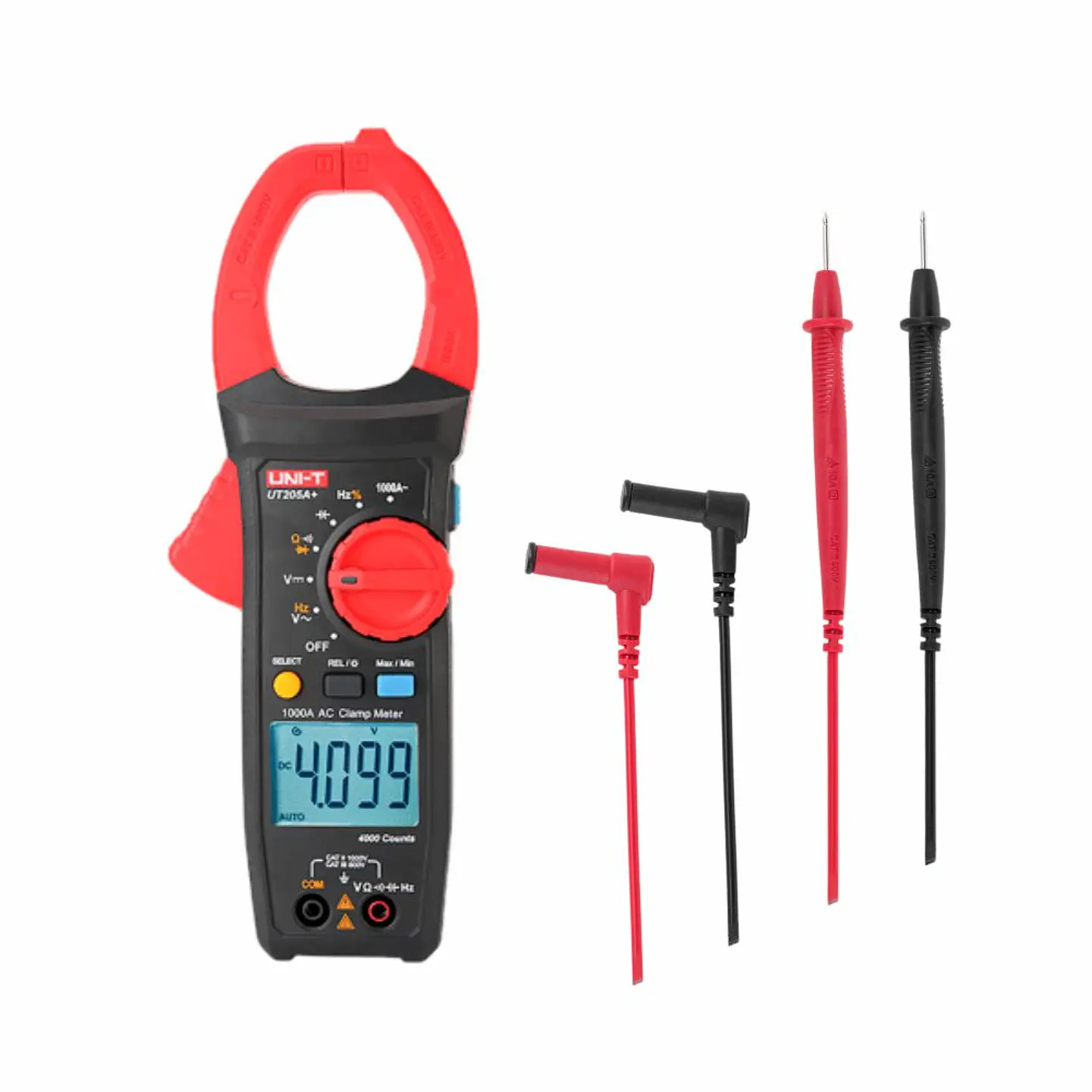 Pinça Amperimétrica Digital 600A 600V 40MOhm UNI-T 1