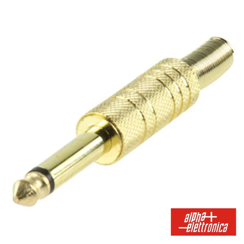 FICHA JACK 6.35MM MACHO C/ PROTEÇÃO MOLA DOURADO MN