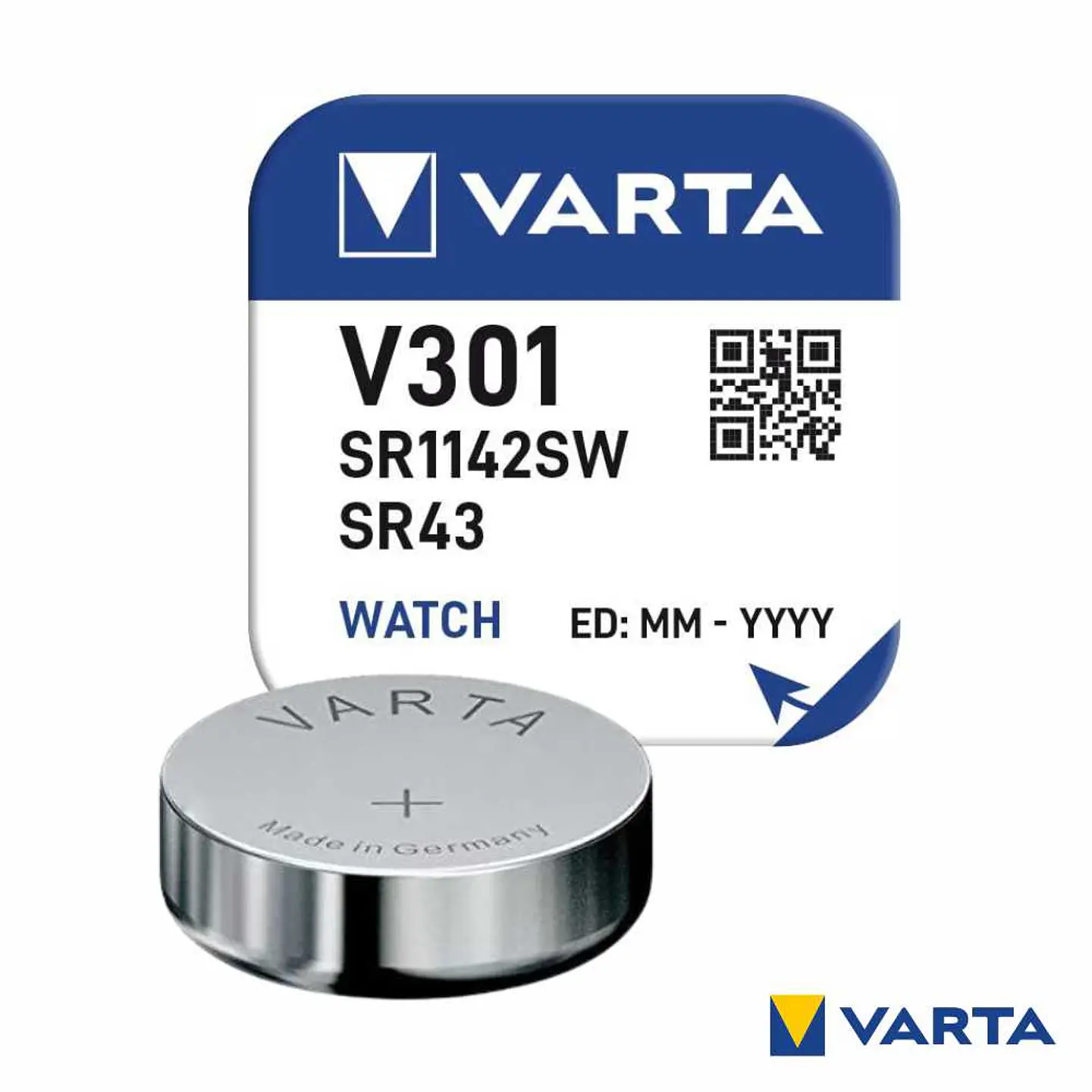 Pilha Óxido Prata Botão V301/SR1142SW/SR43 1.55V VARTA 1