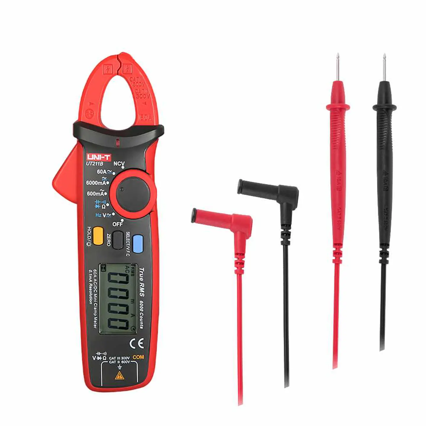Pinça Amperimétrica Digital 60A 600V 60MOhm RMS TRUE UNI-T 1