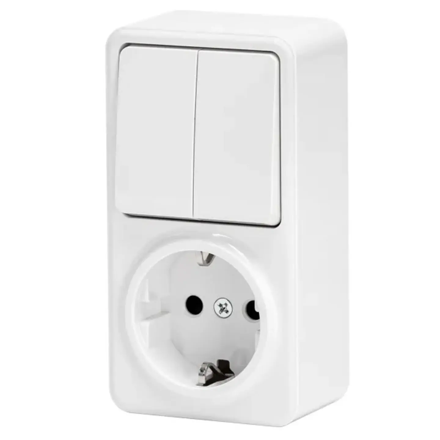 Tomada Elétrica 1x Schuko C/ Comutador Duplo Superfície 1