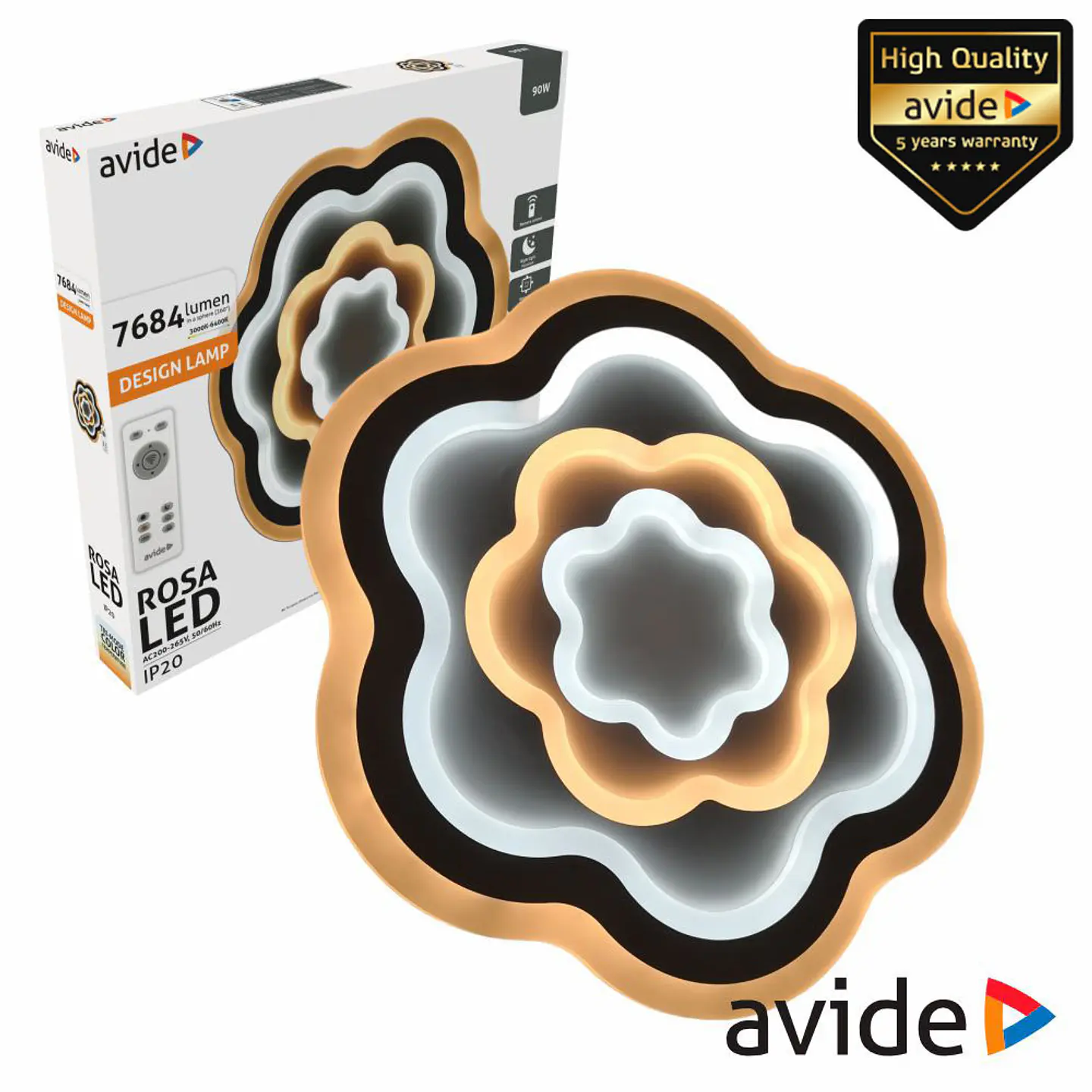 Candeeiro Teto/Parede LED 90W 3000K-4000K-6400K AVIDE 1