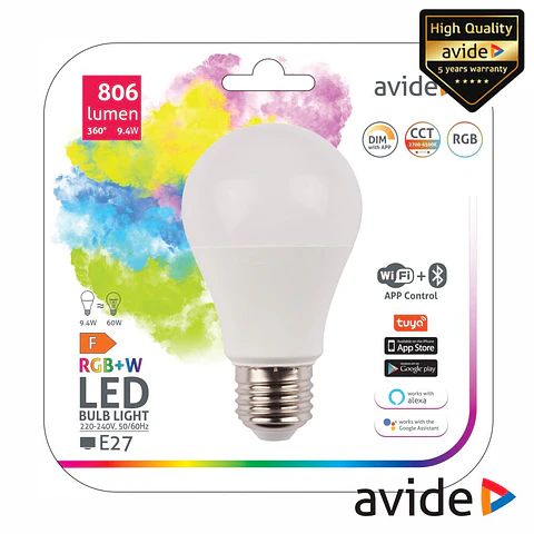 Lâmpada E27 9.4W 230V Globo RGBW CCT 806lm WiFi+BT