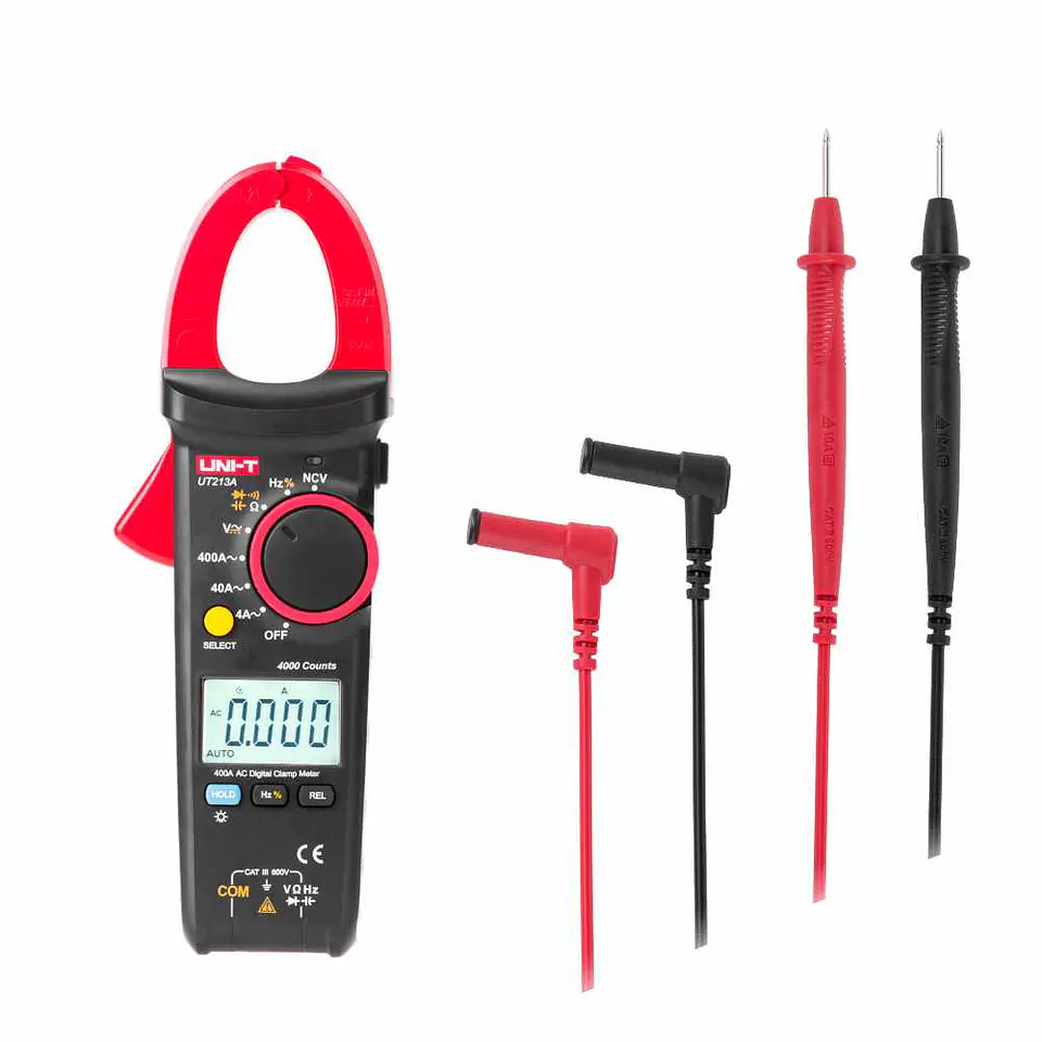 Pinça Amperimétrica Digital 400A 600V NCV UNI-T 1