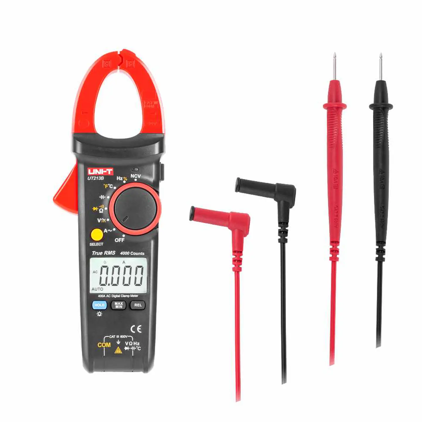 Pinça Amperimétrica Digital 400A 600V T-RMS NCV UNI-T 1