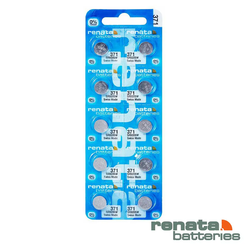 Pilha Alcalina Botão 371/SR920SW 1.5V Ag2O 10x RENATA 1